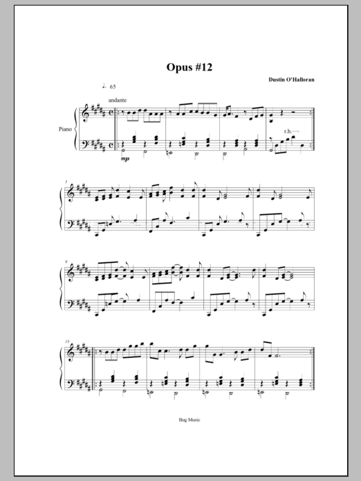 Dustin O'Halloran Opus 12 Sheet Music Notes & Chords for Piano - Download or Print PDF