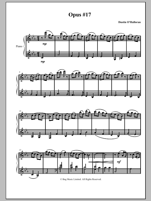 Dustin O'Halloran Opus 17 Sheet Music Notes & Chords for Piano - Download or Print PDF