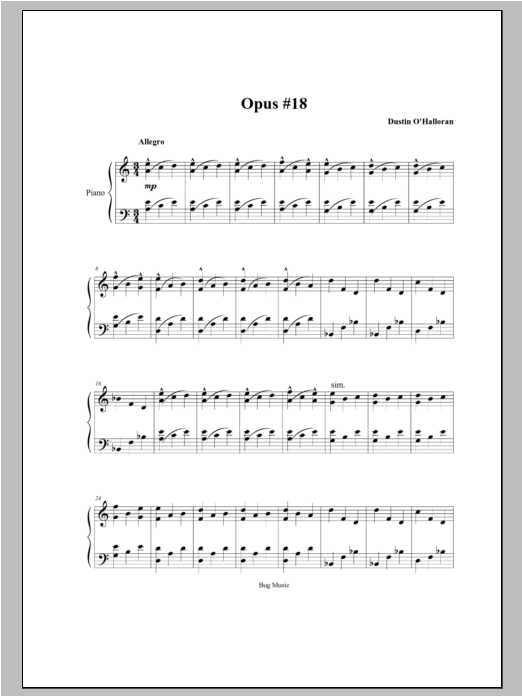 Dustin O'Halloran Opus 18 Sheet Music Notes & Chords for Piano - Download or Print PDF