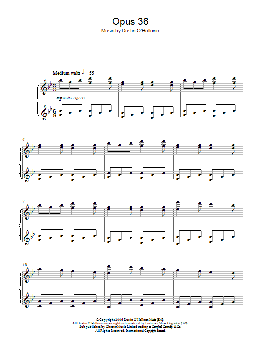 Dustin O'Halloran Opus 36 Sheet Music Notes & Chords for Piano - Download or Print PDF