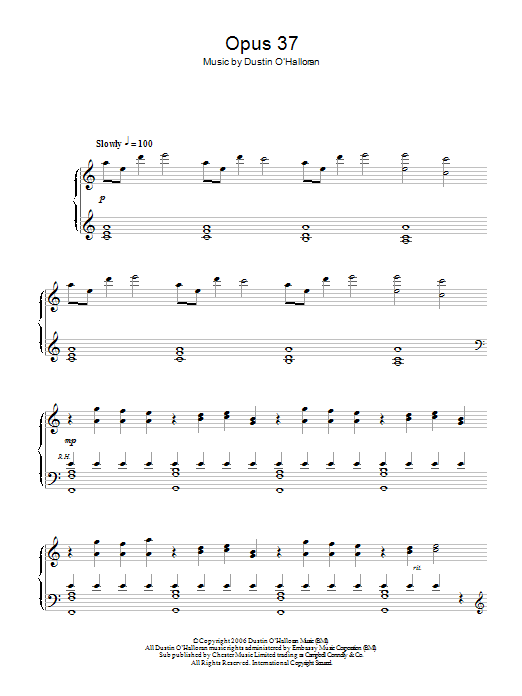 Dustin O'Halloran Opus 37 Sheet Music Notes & Chords for Piano - Download or Print PDF