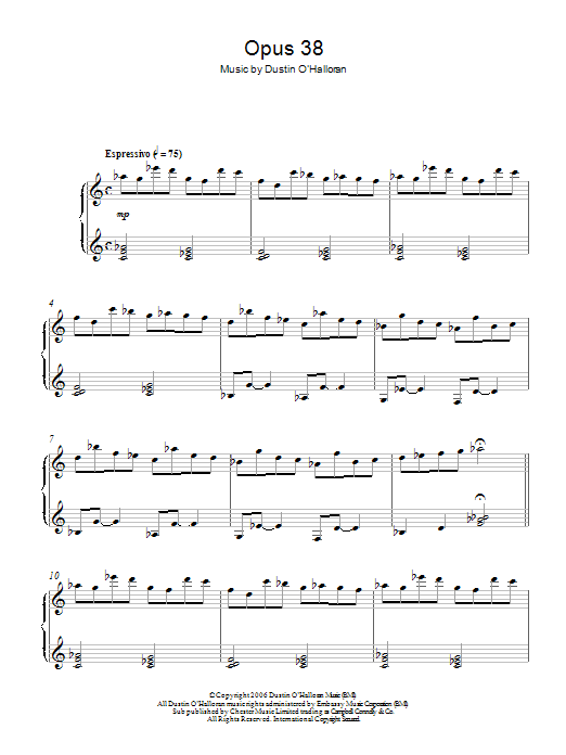 Dustin O'Halloran Opus 38 Sheet Music Notes & Chords for Piano - Download or Print PDF