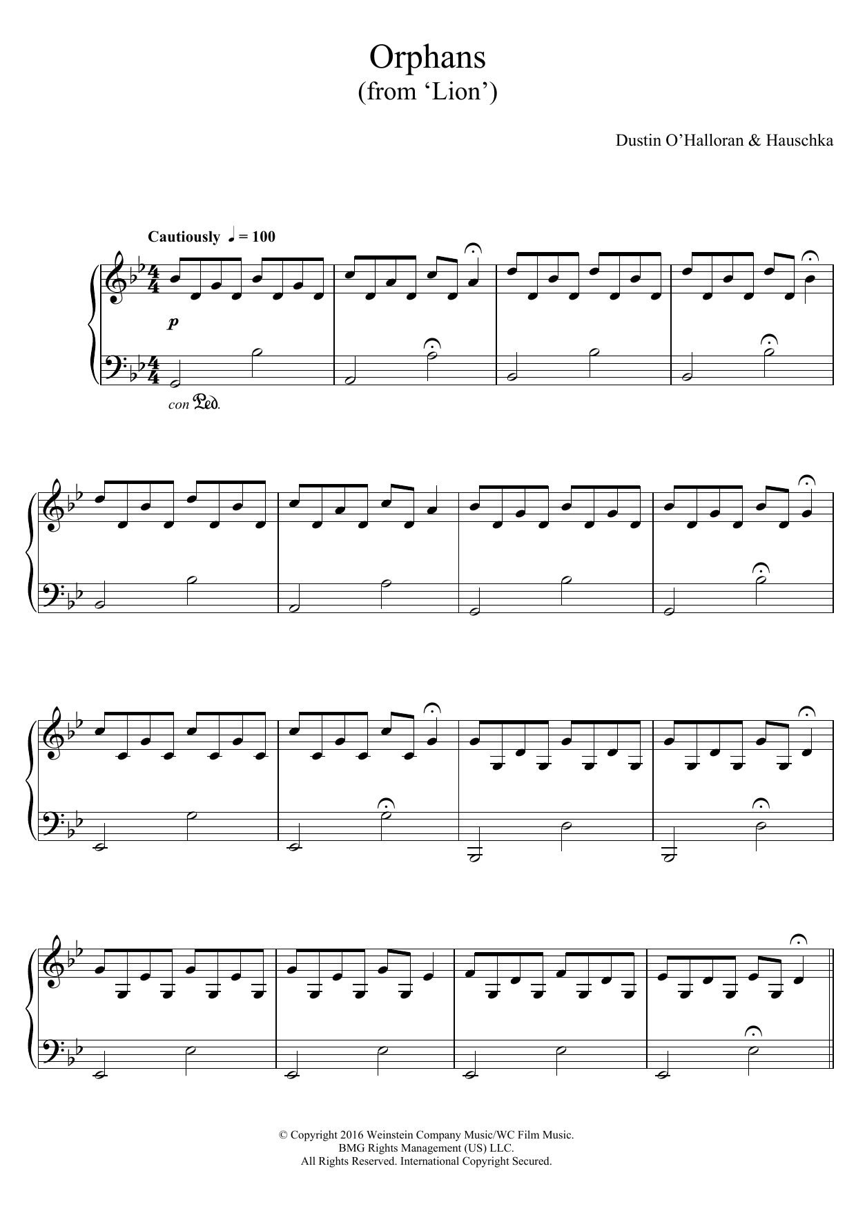 Dustin O'Halloran Orphans (from Lion) Sheet Music Notes & Chords for Piano - Download or Print PDF