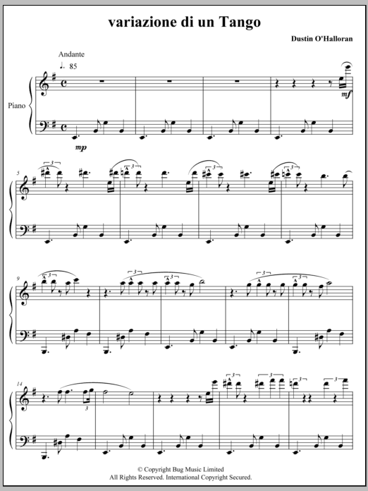 Dustin O'Halloran Variazione Di Un Tango Sheet Music Notes & Chords for Piano - Download or Print PDF