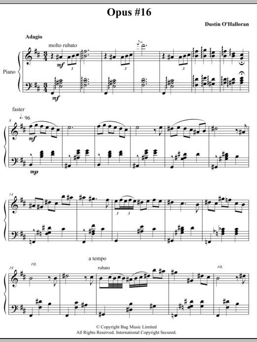 Dustin O Halloran Opus 16 Sheet Music Download Pdf Score 44140