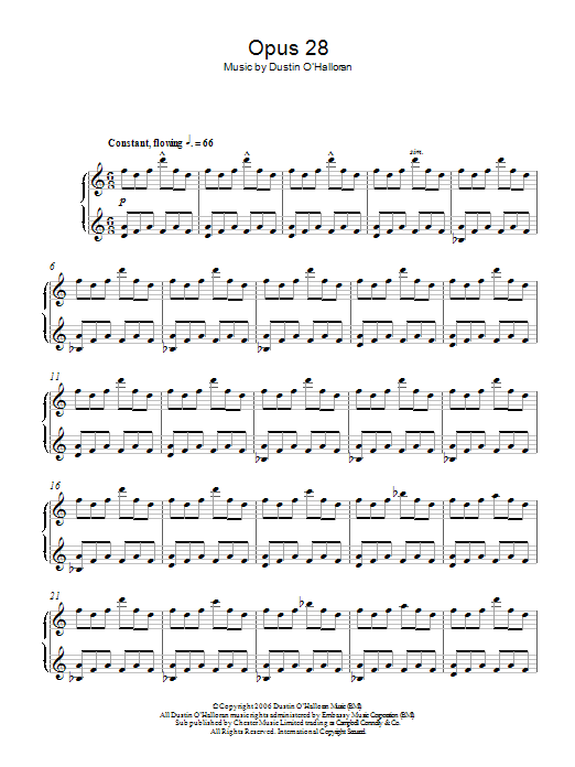 Dustin O Halloran Opus 28 Sheet Music Download Pdf Score 115500