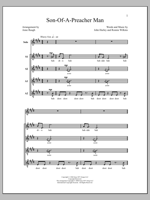 Anne Raugh Son-of-a-Preacher Man Sheet Music Notes & Chords for Choral - Download or Print PDF