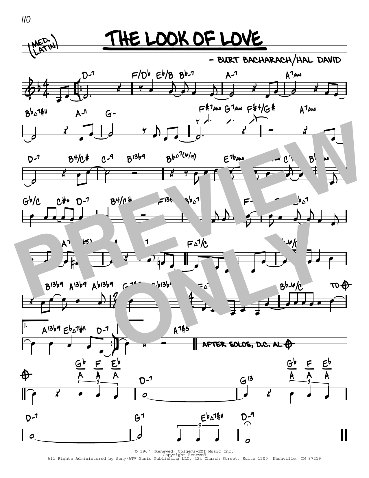 Dusty Springfield The Look Of Love (arr. David Hazeltine) Sheet Music Notes & Chords for Real Book – Enhanced Chords - Download or Print PDF