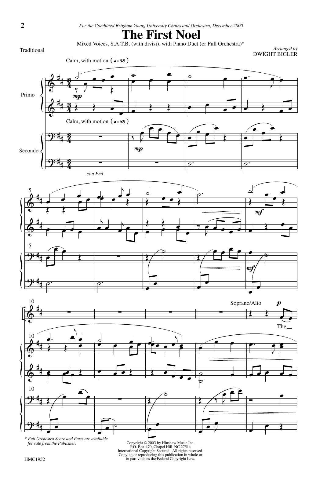 Dwight Bigler The First Noel Sheet Music Notes & Chords for Choir - Download or Print PDF