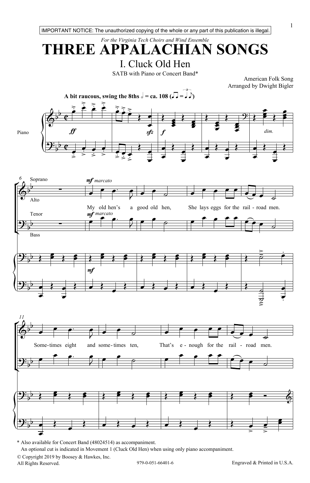 Dwight Bigler Three Appalachian Songs Sheet Music Notes & Chords for SATB Choir - Download or Print PDF