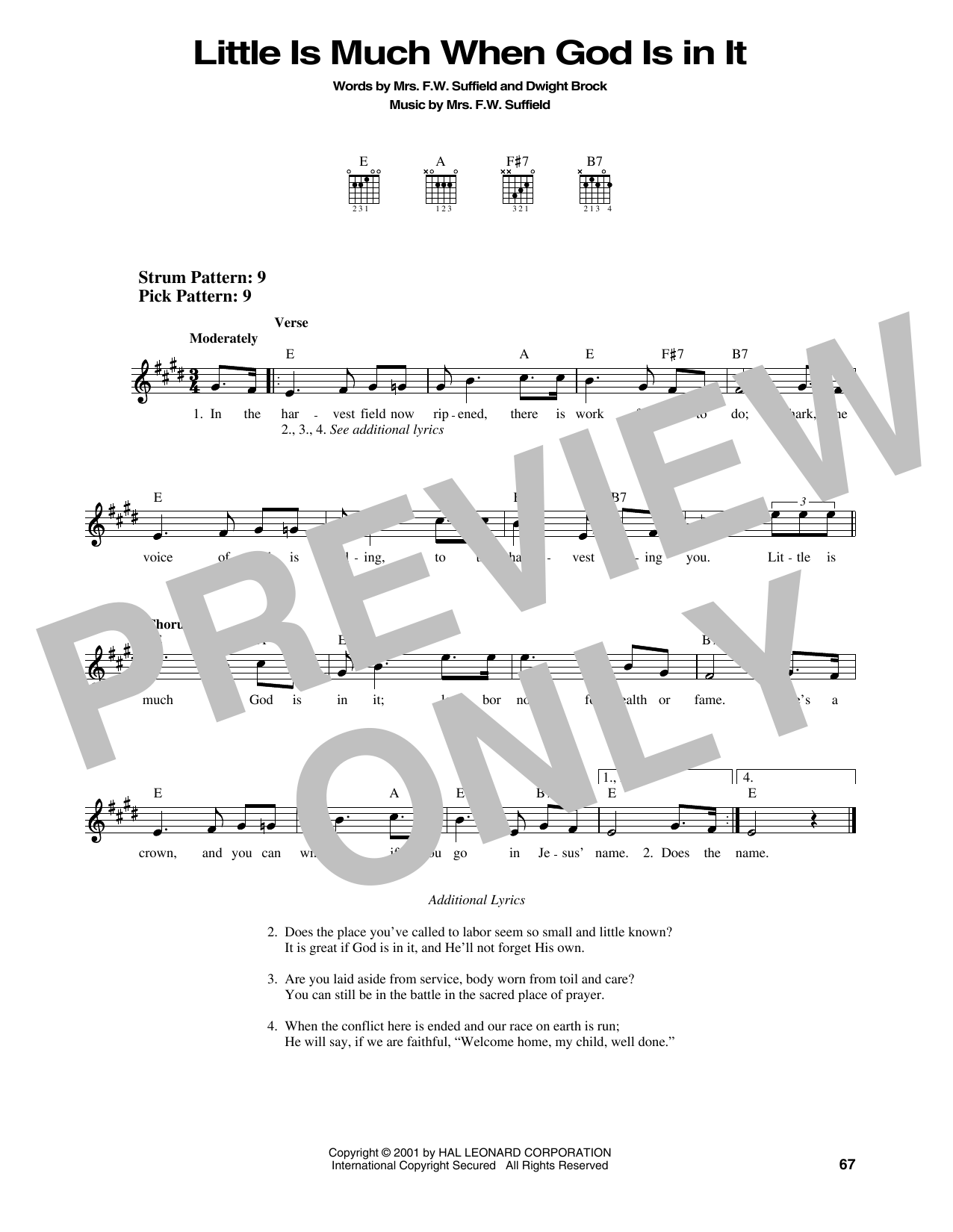 Dwight Brock Little Is Much When God Is In It Sheet Music Notes & Chords for Piano, Vocal & Guitar Chords (Right-Hand Melody) - Download or Print PDF
