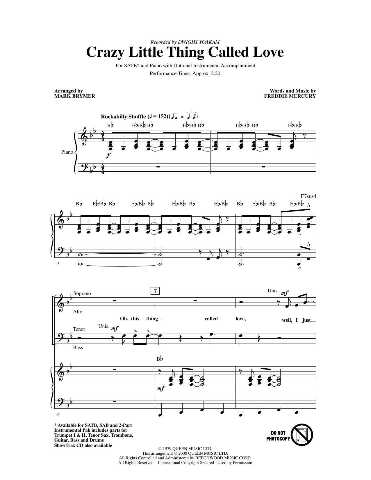 Dwight Yoakam Crazy Little Thing Called Love (arr. Mark Brymer) Sheet Music Notes & Chords for 2-Part Choir - Download or Print PDF