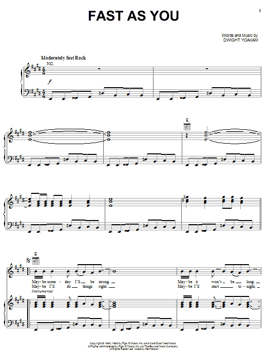 Dwight Yoakam Fast As You Sheet Music Notes & Chords for Solo Guitar - Download or Print PDF