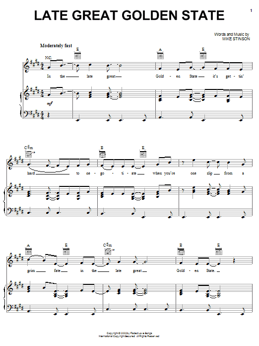 Dwight Yoakam Late Great Golden State Sheet Music Notes & Chords for Piano, Vocal & Guitar (Right-Hand Melody) - Download or Print PDF Dwight Yoakam Late Great Golden State Sheet Music Notes & Chords for Piano, Vocal & Guitar (Right-Hand Melody) - Download or Print PDF