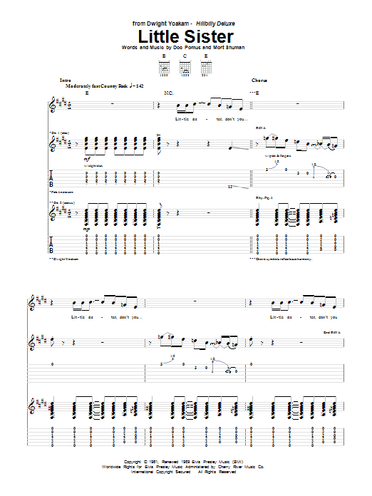 Dwight Yoakam Little Sister Sheet Music Notes & Chords for Guitar Tab - Download or Print PDF