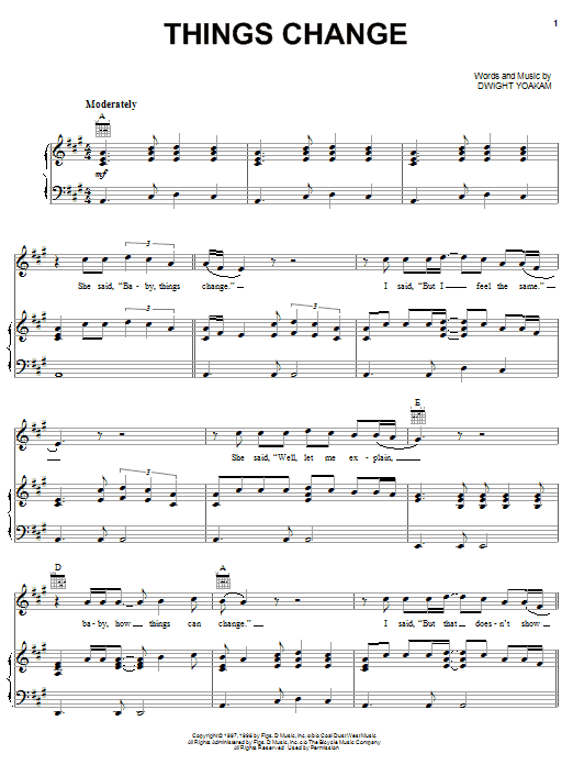 Dwight Yoakam Things Change Sheet Music Notes & Chords for Guitar Tab - Download or Print PDF