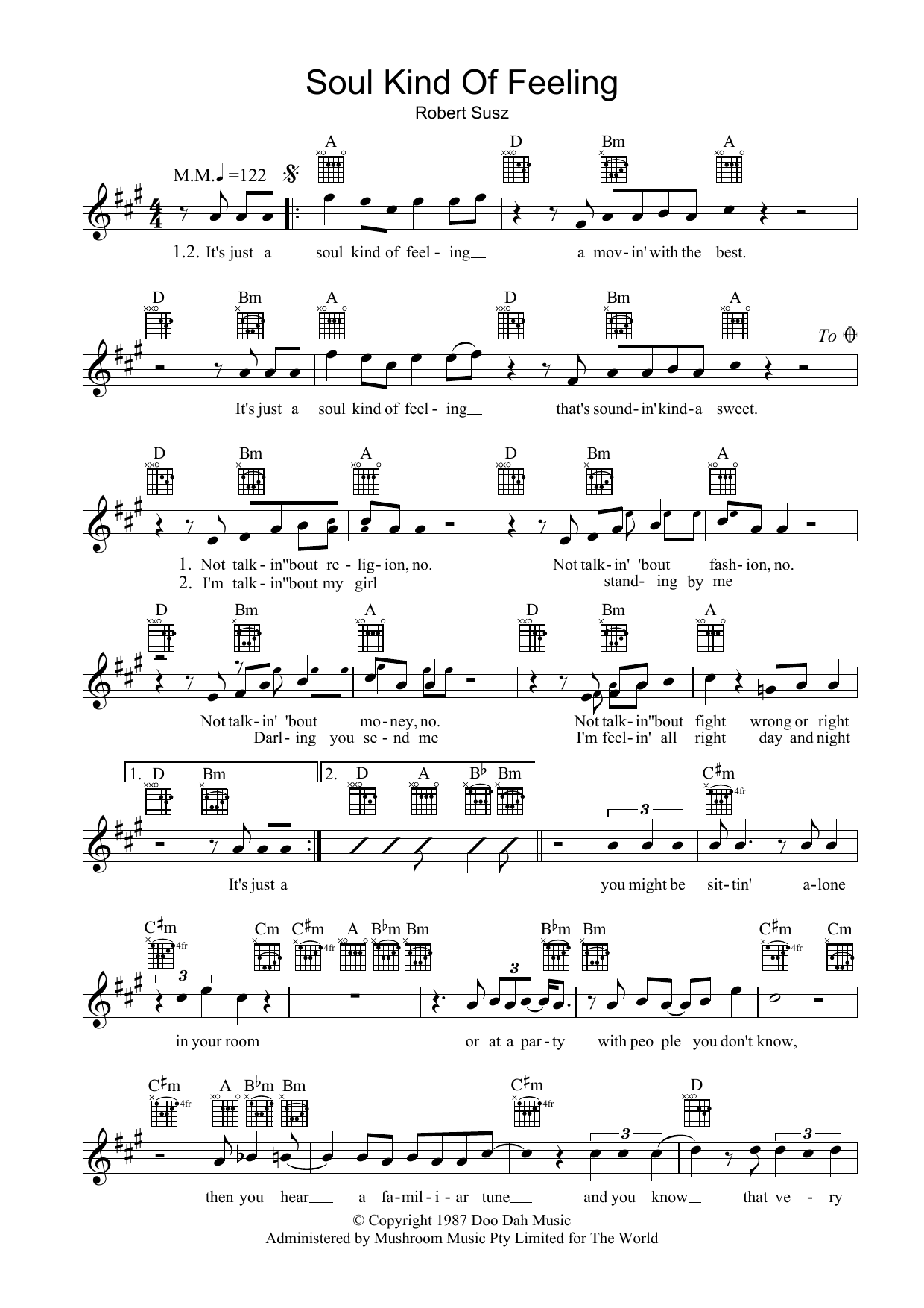 Dynamic Hepnotics Soul Kind Of Feeling Sheet Music Notes & Chords for Melody Line, Lyrics & Chords - Download or Print PDF