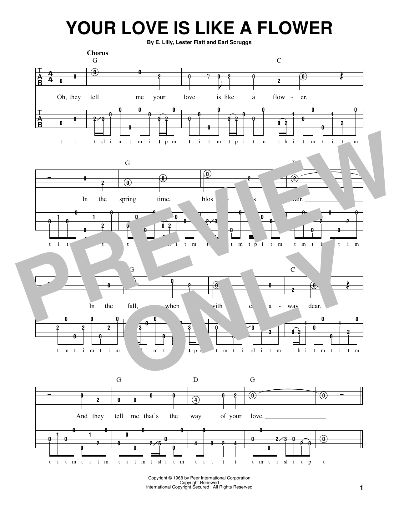 E. Lilly Your Love Is Like A Flower Sheet Music Notes & Chords for Banjo - Download or Print PDF