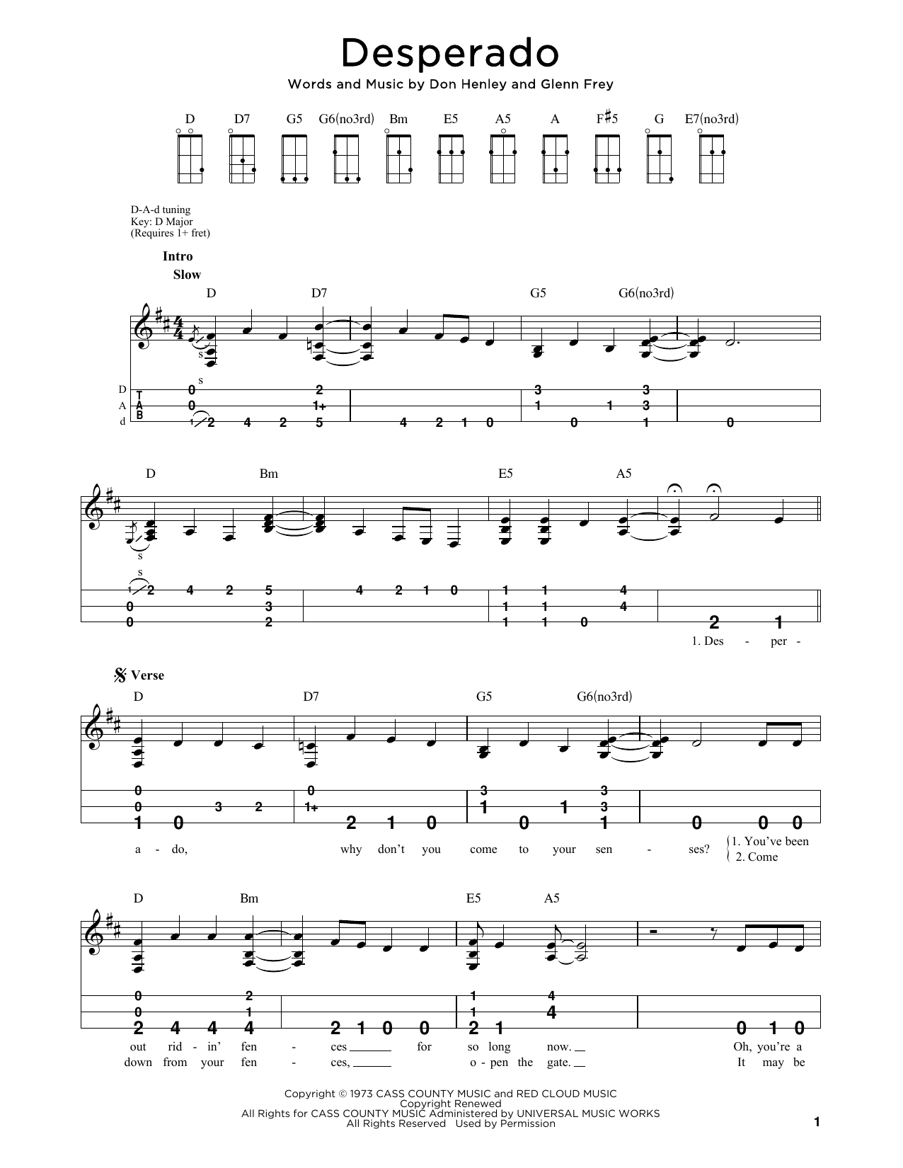 Eagles Desperado (arr. Steven B. Eulberg) Sheet Music Notes & Chords for Dulcimer - Download or Print PDF