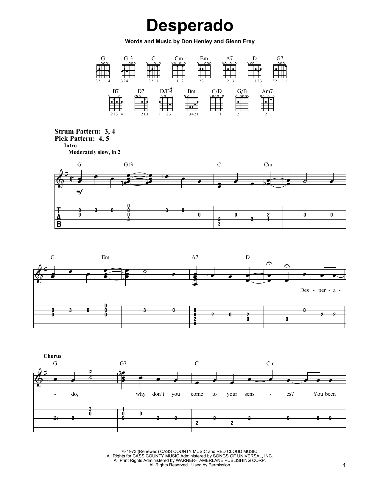 Eagles Desperado Sheet Music Notes & Chords for Ukulele - Download or Print PDF