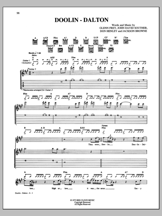 Eagles Doolin-Dalton Sheet Music Notes & Chords for Guitar Tab - Download or Print PDF