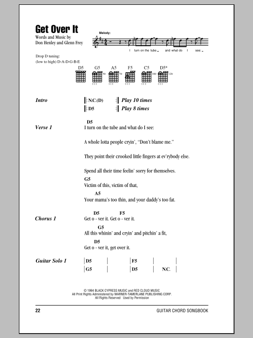 Eagles Get Over It Sheet Music Notes & Chords for Guitar Tab - Download or Print PDF