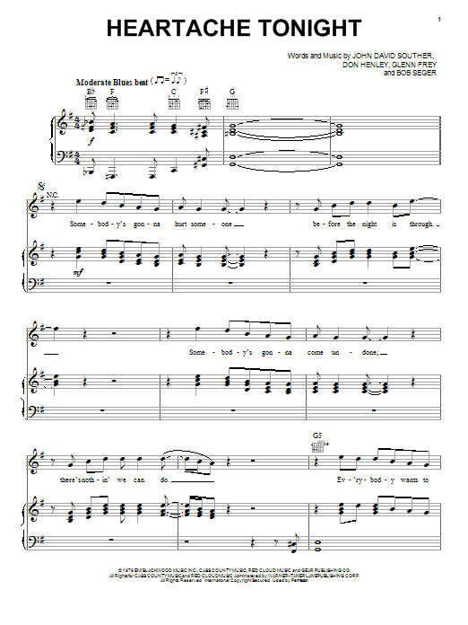 Eagles Heartache Tonight Sheet Music Notes & Chords for Drums Transcription - Download or Print PDF