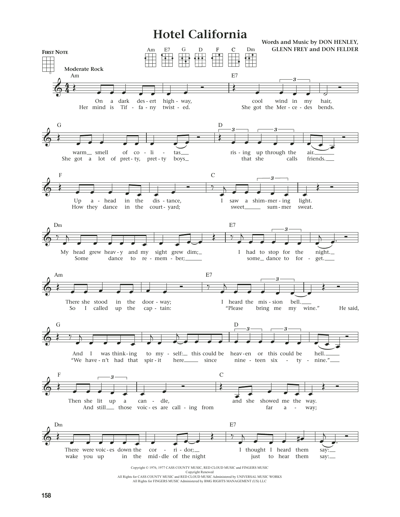 Eagles Hotel California (from The Daily Ukulele) (arr. Jim Beloff) Sheet Music Notes & Chords for Ukulele - Download or Print PDF