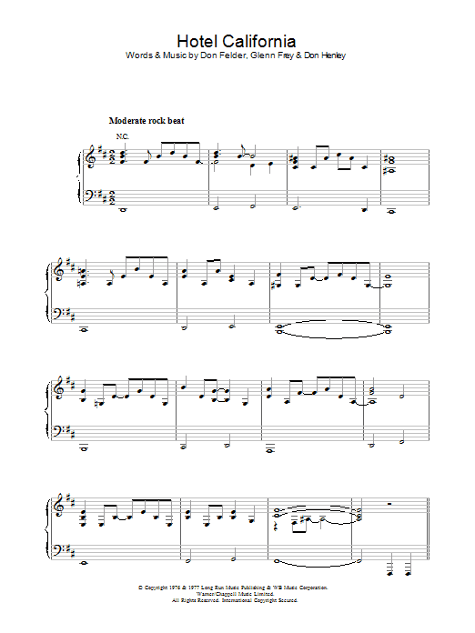 Eagles Hotel California Sheet Music Notes & Chords for Mandolin - Download or Print PDF