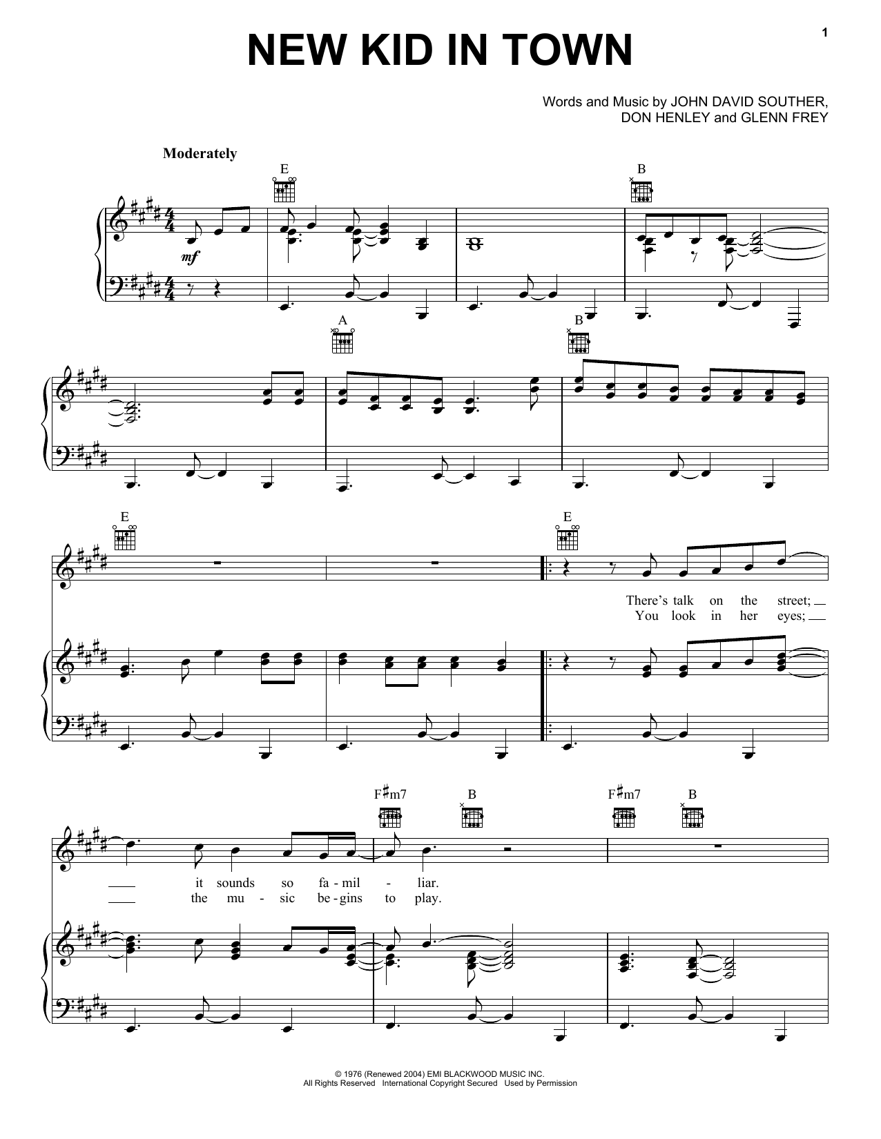 New Kid In Town sheet music