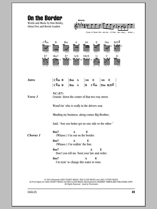 Eagles On The Border Sheet Music Notes & Chords for Guitar Tab - Download or Print PDF