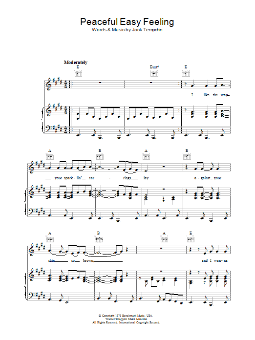 Eagles Peaceful Easy Feeling Sheet Music Notes & Chords for Baritone Ukulele - Download or Print PDF