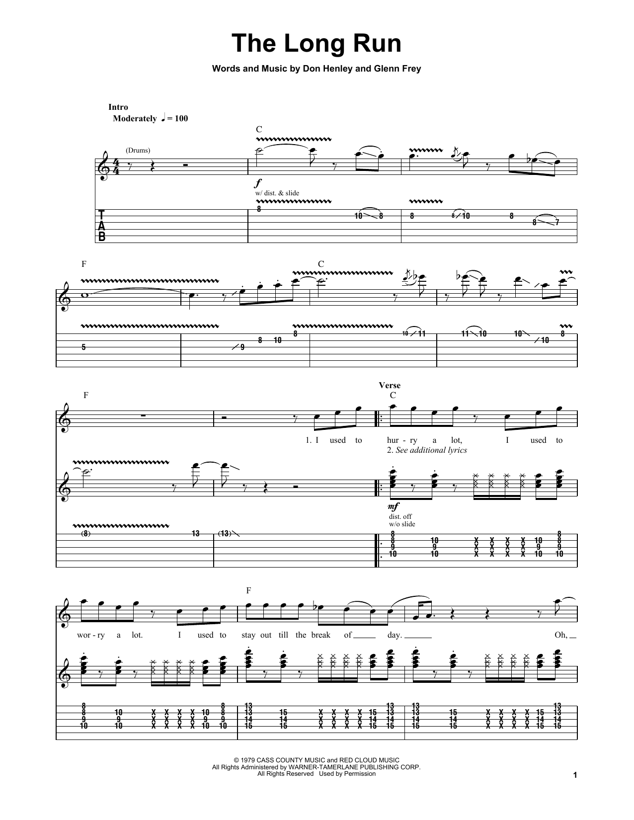 Eagles The Long Run Sheet Music Notes & Chords for Guitar Tab Play-Along - Download or Print PDF