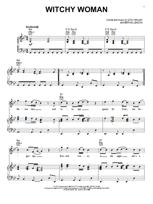 Eagles Witchy Woman Sheet Music Notes & Chords for Drums Transcription - Download or Print PDF