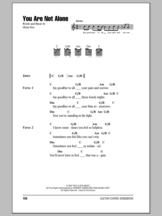 Eagles You Are Not Alone Sheet Music Notes & Chords for Lyrics & Chords - Download or Print PDF