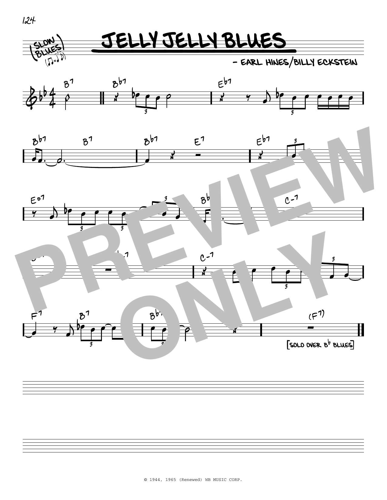 Earl Hines Jelly Jelly Blues Sheet Music Notes & Chords for Real Book – Melody & Chords - Download or Print PDF