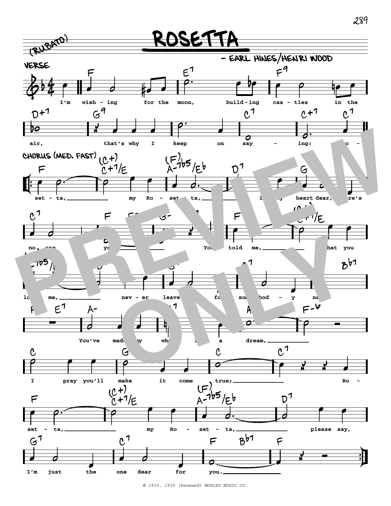 Earl Hines Rosetta (arr. Robert Rawlins) Sheet Music Notes & Chords for Real Book – Melody, Lyrics & Chords - Download or Print PDF