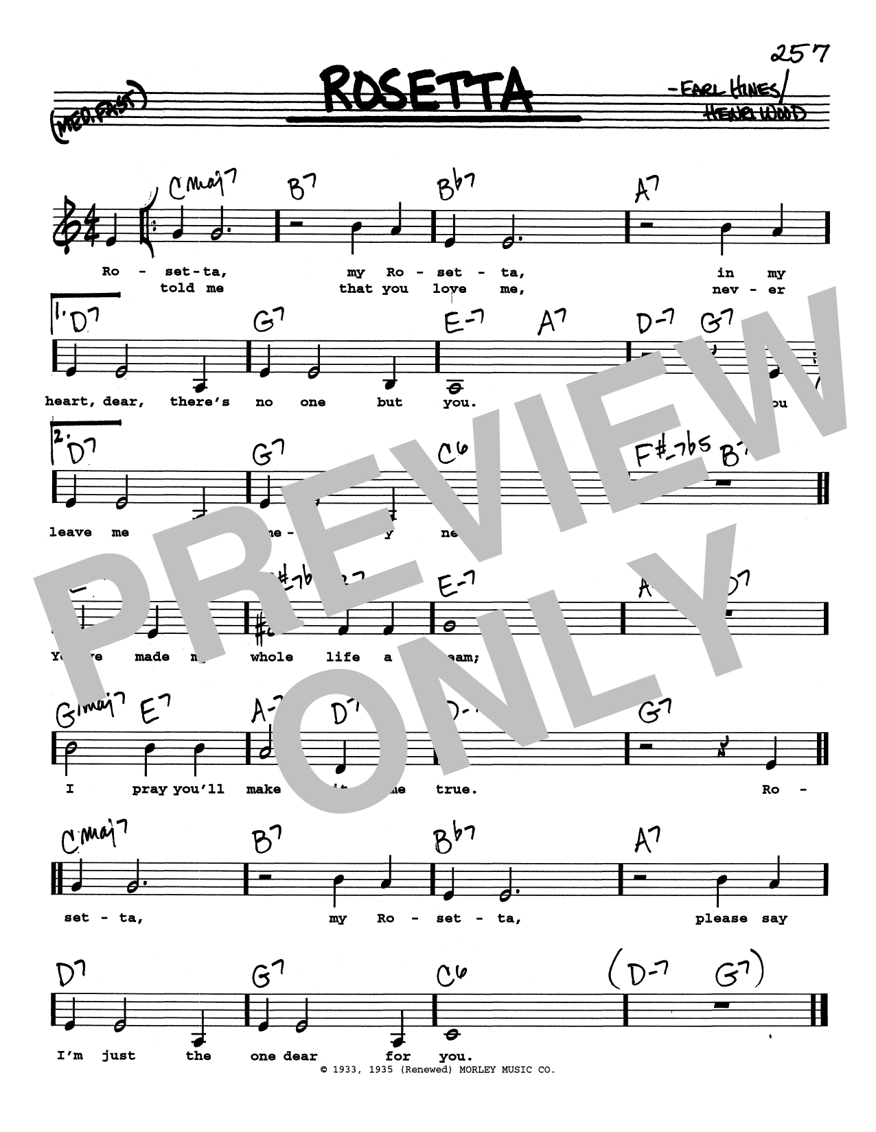 Earl Hines Rosetta (Low Voice) Sheet Music Notes & Chords for Real Book – Melody, Lyrics & Chords - Download or Print PDF