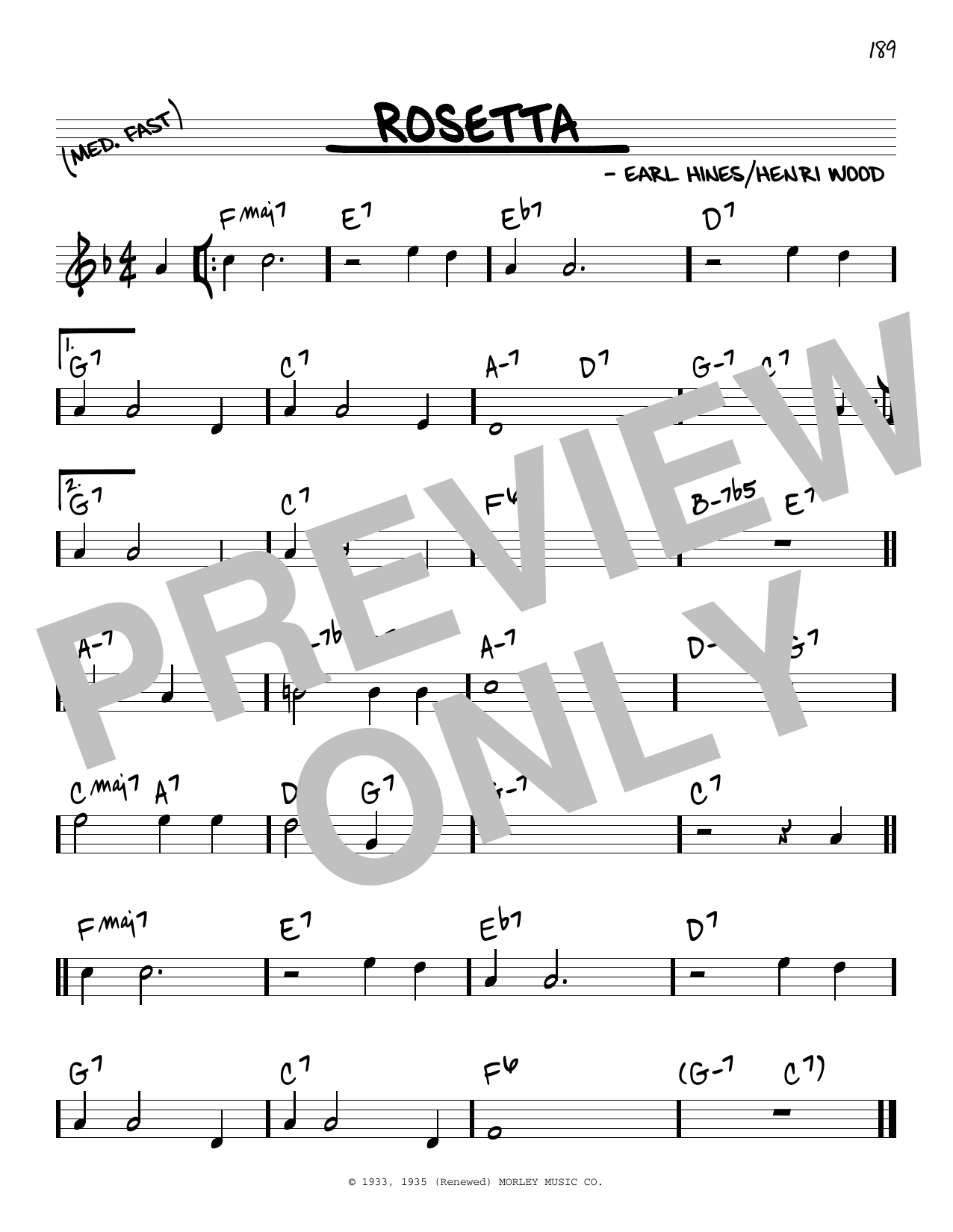 Earl Hines Rosetta Sheet Music Notes & Chords for Piano, Vocal & Guitar (Right-Hand Melody) - Download or Print PDF