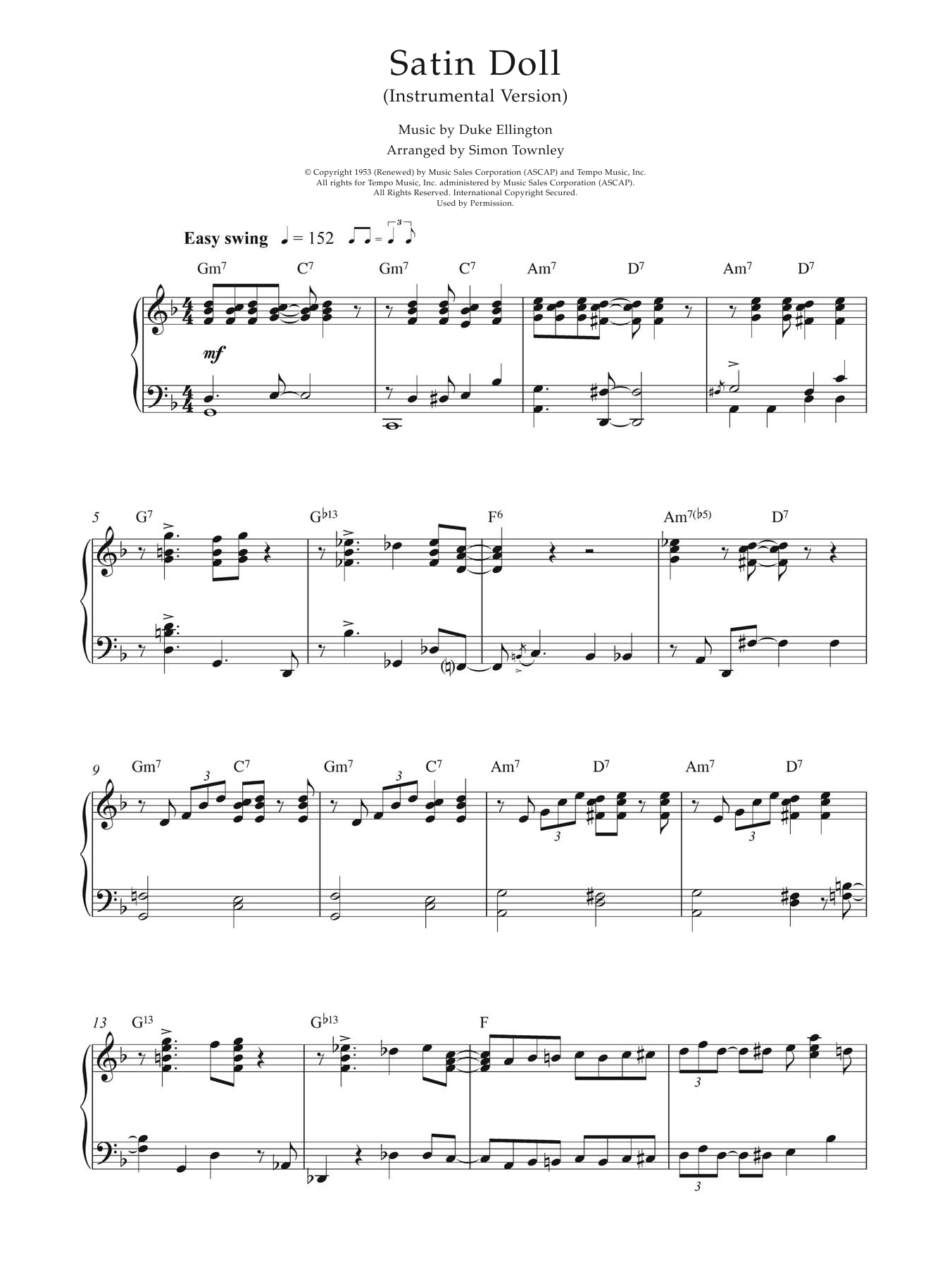 Earl Hines Satin Doll Sheet Music Notes & Chords for Piano - Download or Print PDF