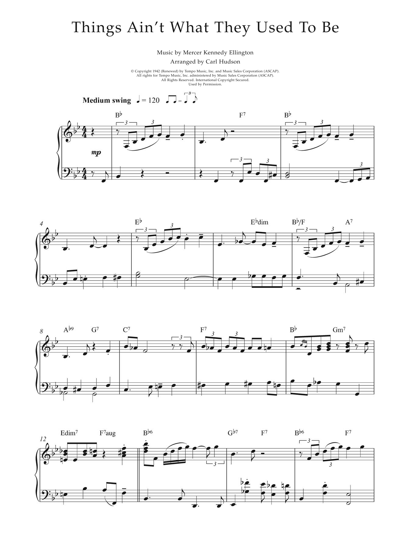 Earl Hines Things Ain't What They Used To Be Sheet Music Notes & Chords for Piano - Download or Print PDF