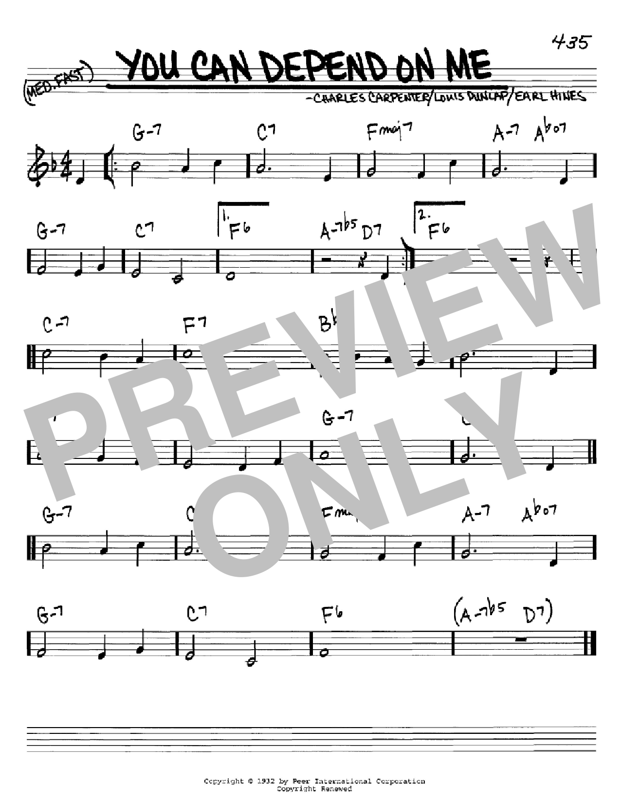 Earl Hines You Can Depend On Me Sheet Music Notes & Chords for Real Book - Melody, Lyrics & Chords - C Instruments - Download or Print PDF