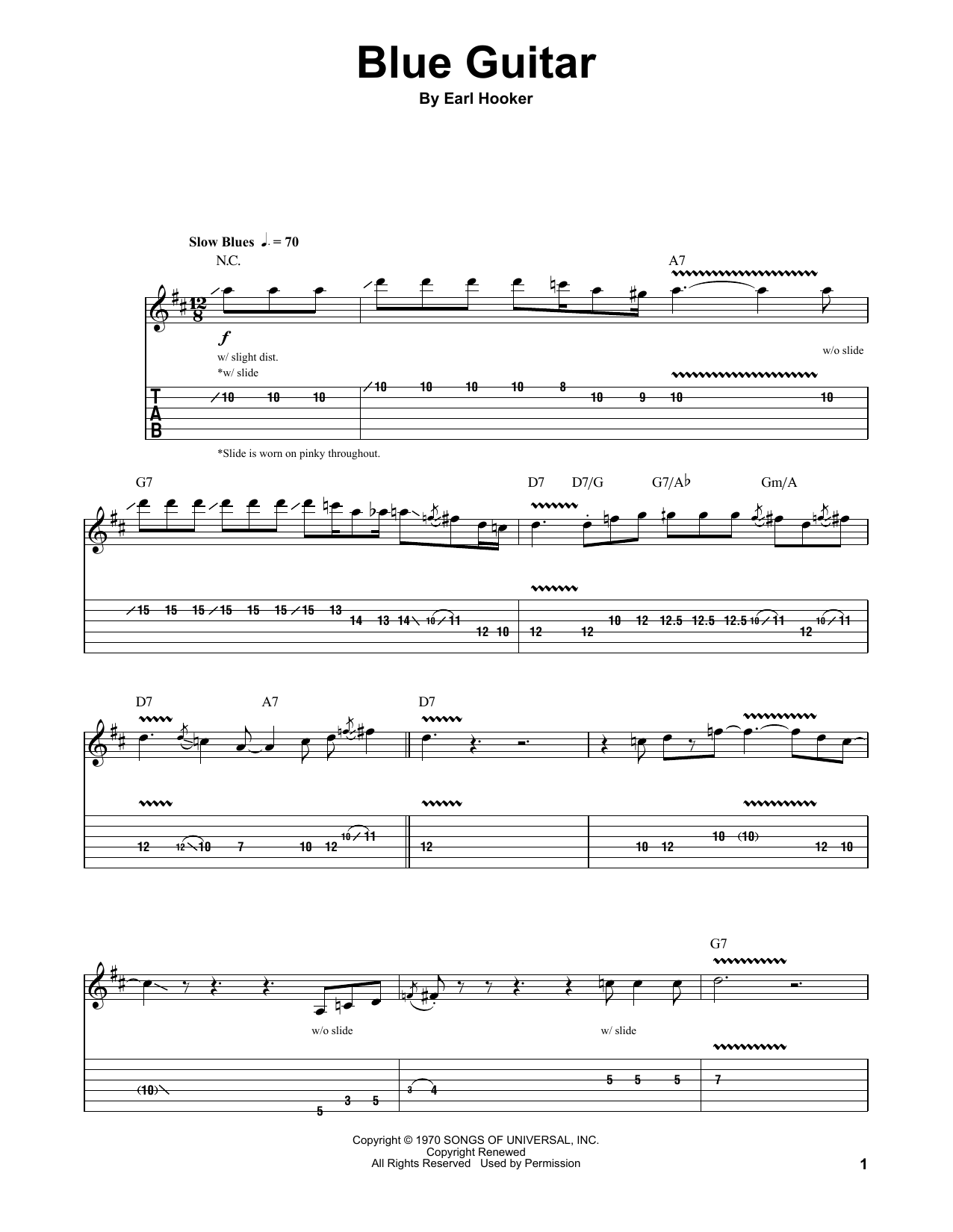 Earl Hooker Blue Guitar Sheet Music Notes & Chords for Real Book – Melody, Lyrics & Chords - Download or Print PDF