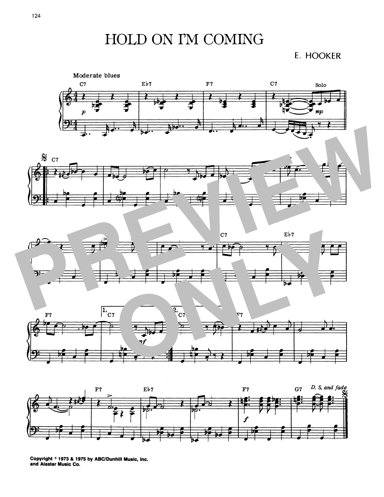 Earl Hooker Hold On I'm Comin' Sheet Music Notes & Chords for Piano Solo - Download or Print PDF