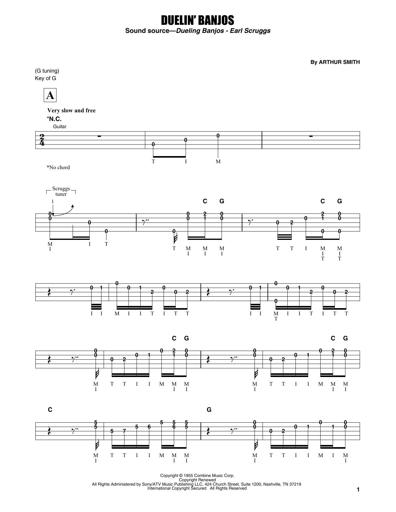 Earl Scruggs Duelin' Banjos Sheet Music Notes & Chords for Banjo Tab - Download or Print PDF