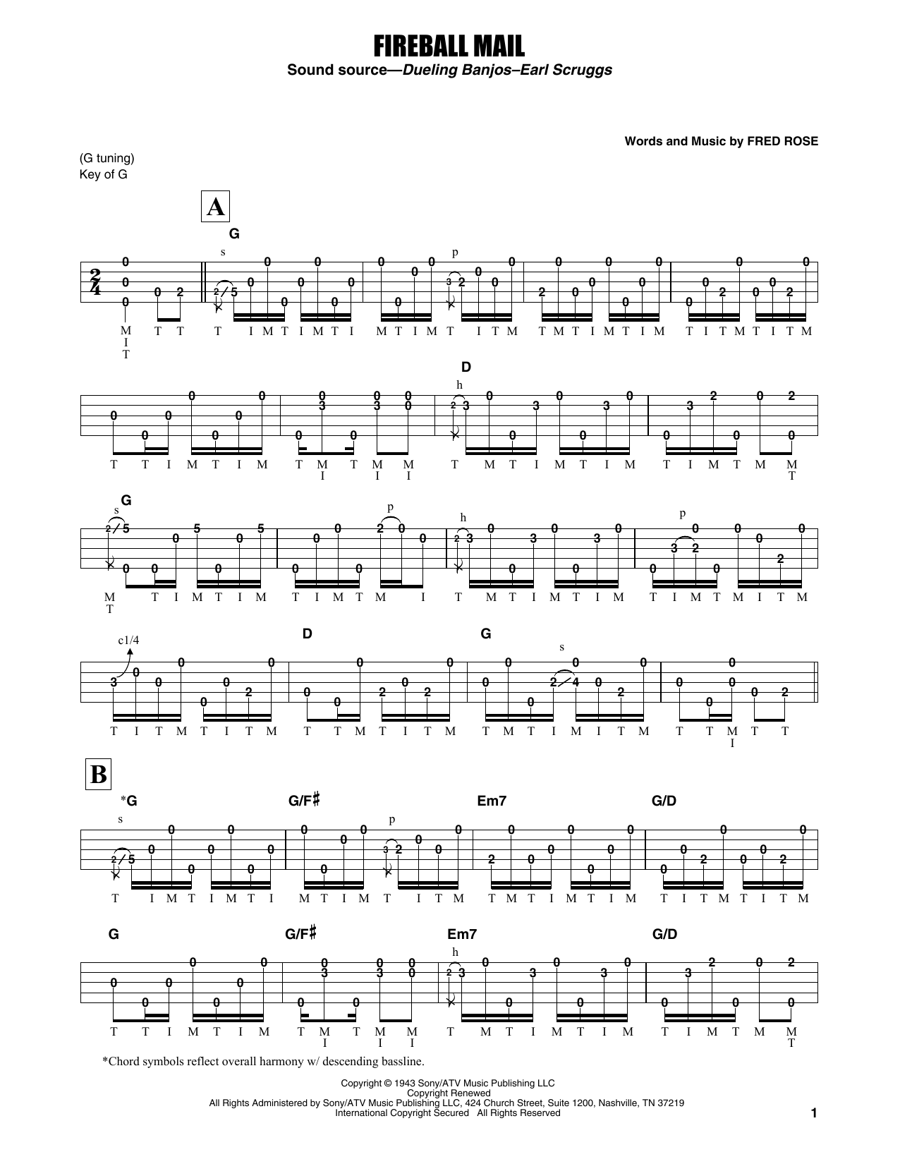 Earl Scruggs Fireball Mail Sheet Music Notes & Chords for Banjo Tab - Download or Print PDF