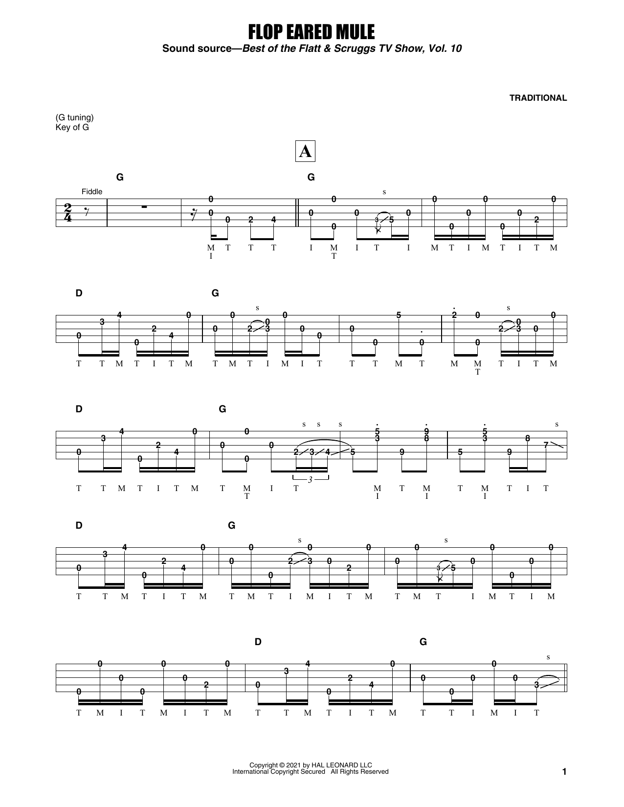 Earl Scruggs Flop Eared Mule Sheet Music Notes & Chords for Banjo Tab - Download or Print PDF
