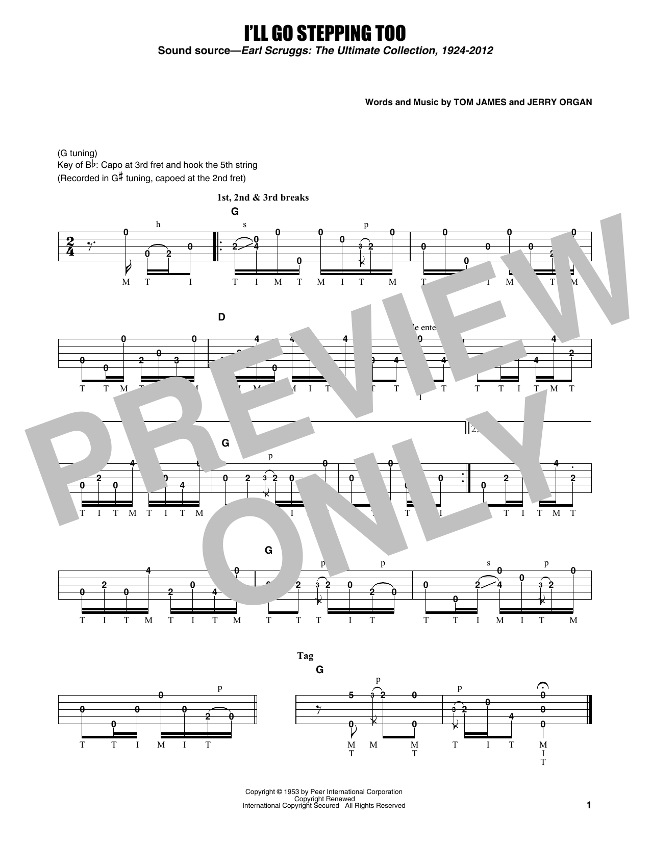 Earl Scruggs I'll Go Stepping Too Sheet Music Notes & Chords for Banjo Tab - Download or Print PDF