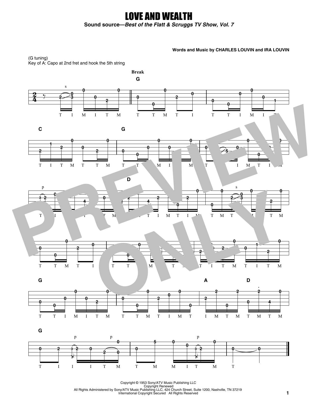 Earl Scruggs Love And Wealth Sheet Music Notes & Chords for Banjo Tab - Download or Print PDF