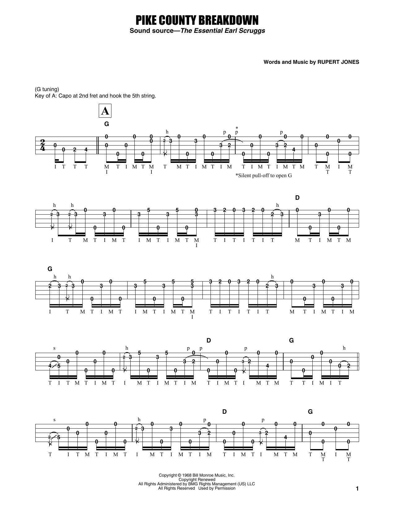 Earl Scruggs Pike County Breakdown Sheet Music Notes & Chords for Banjo Tab - Download or Print PDF
